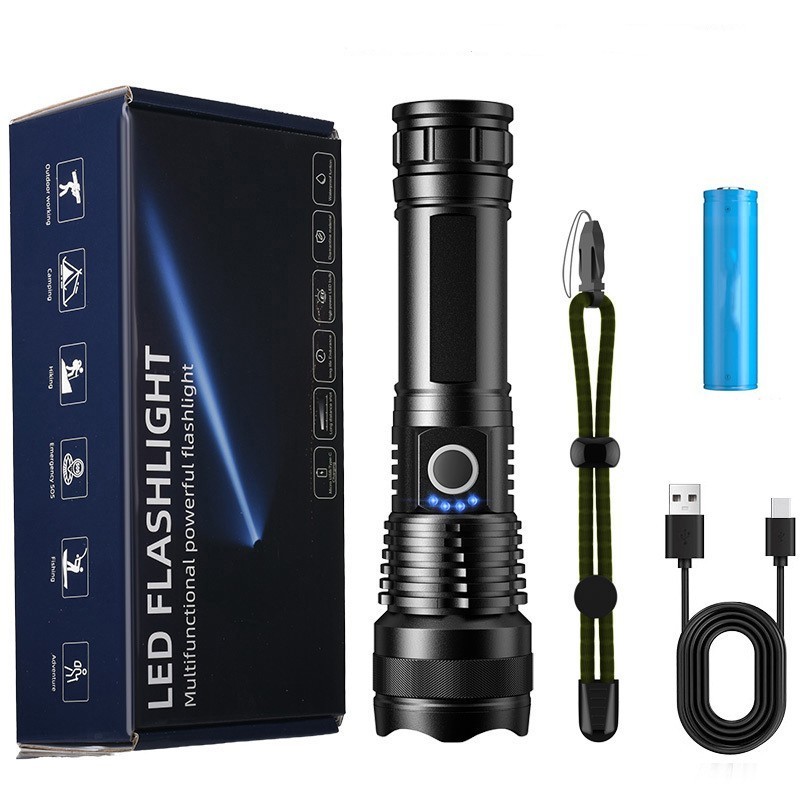 XHP50  Led Torch Tactical Telescoping Rechargeable Super Bright 100000 Lumens Waterproof  Flashlight