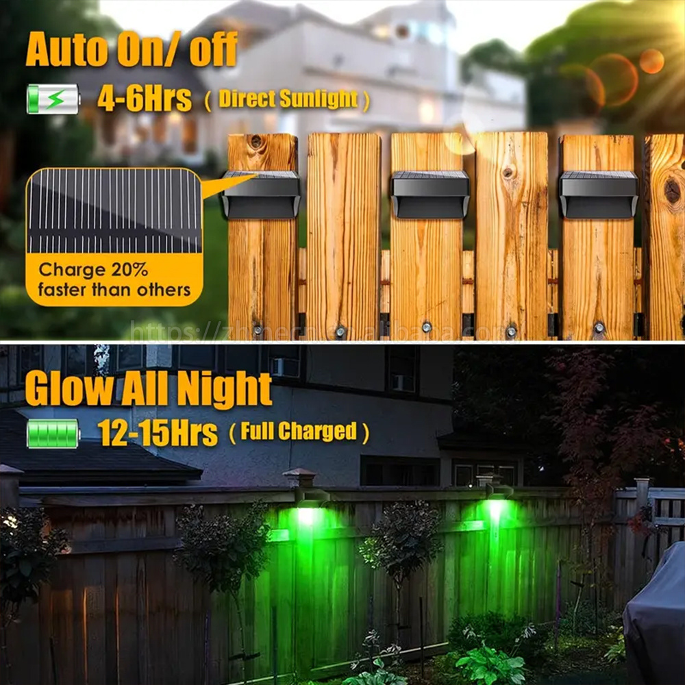 New Design Outdoor IP65 Waterproof long-term 4 leds 10 modes Decorative Solar Power Fence Lights for Garden Decoration