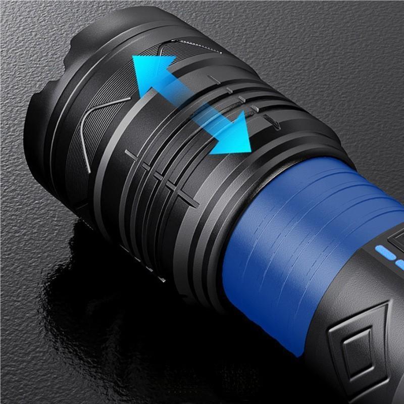 Multifunction  High Power 100W GT60 Super Bright Spotlight Long Range Zoomable Emergency LED Flashlight with Power Display