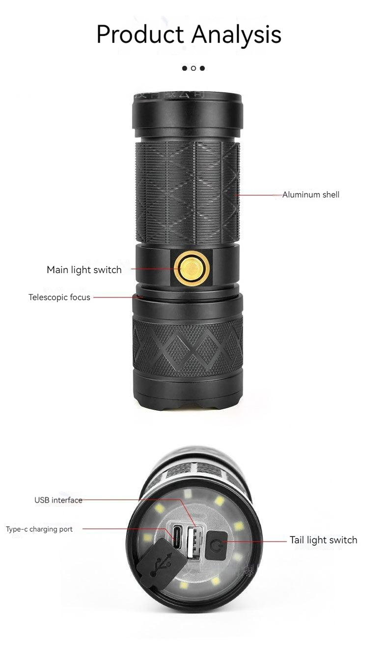 18650 Battery USB Rechargeable Zoomable Long Range Powerful Flash Torch Light Rechargeable Flashlight