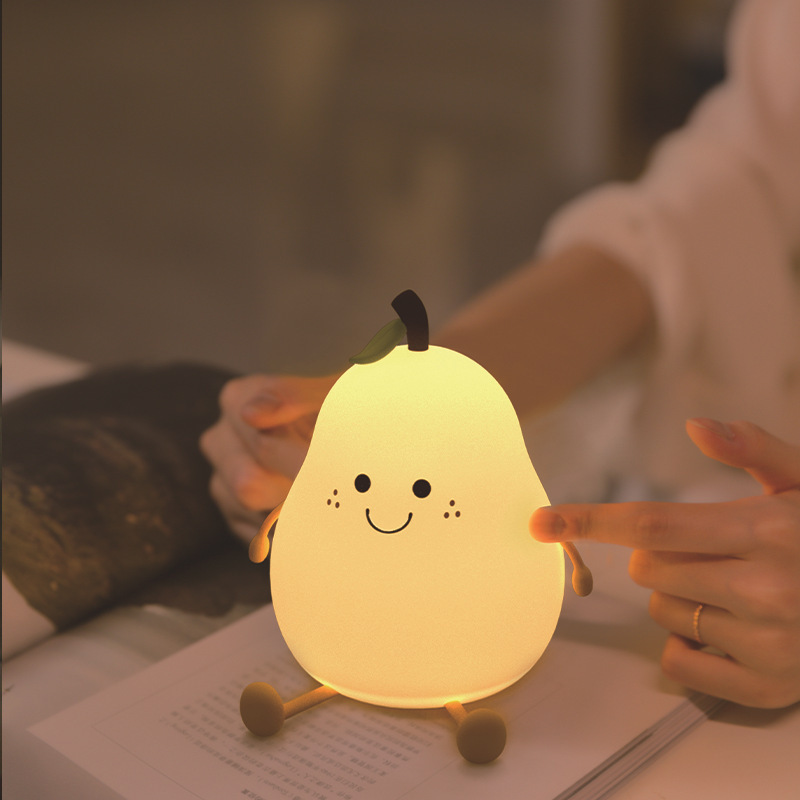 Wholesale Creative Pear-Shaped Children's Gifts with Sleeping Night Light Silicone Cute Little Table Lamp For Children's Bedroom