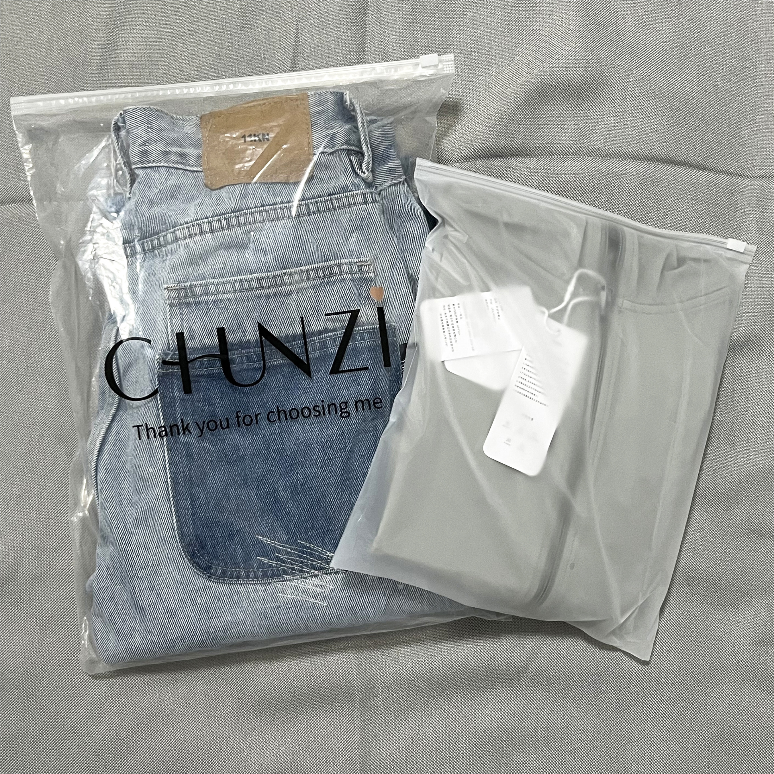 Custom  Print Pe Zipper Lock Poly Zipper Lock Transparent Plastic Packaging Bag For Clothes