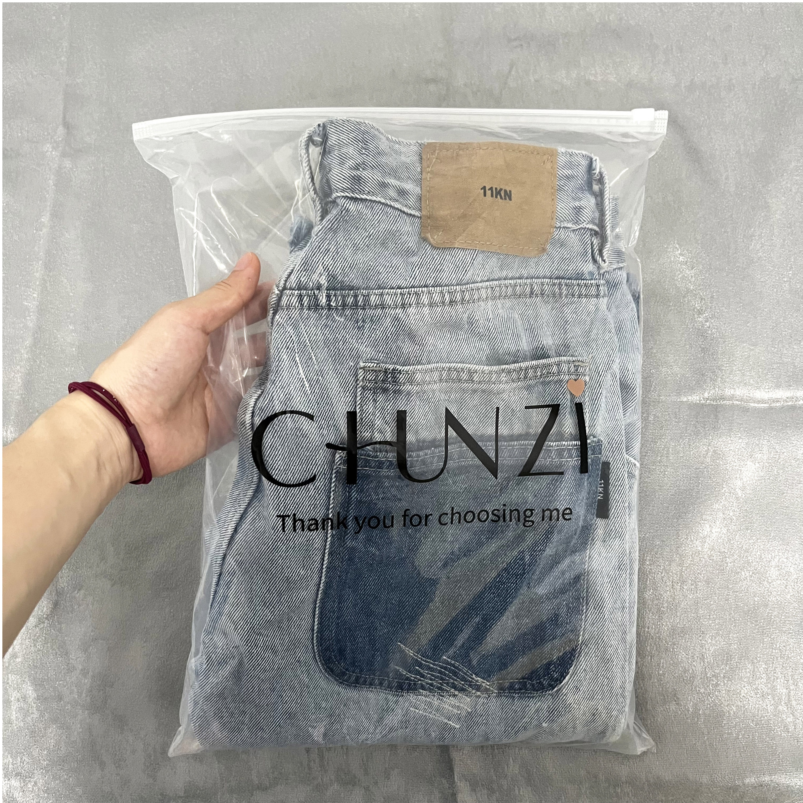 Custom  Print Pe Zipper Lock Poly Zipper Lock Transparent Plastic Packaging Bag For Clothes