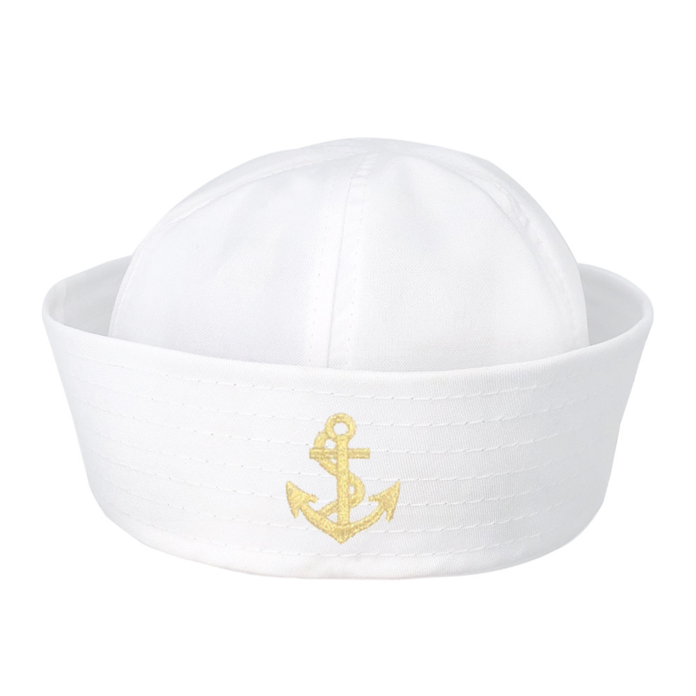 Factory wholesale Nautical Sailor Hat Custom Logo On Cap Halloween Party Solid Color Captain Dome 6 Panel Sailor Captain hats