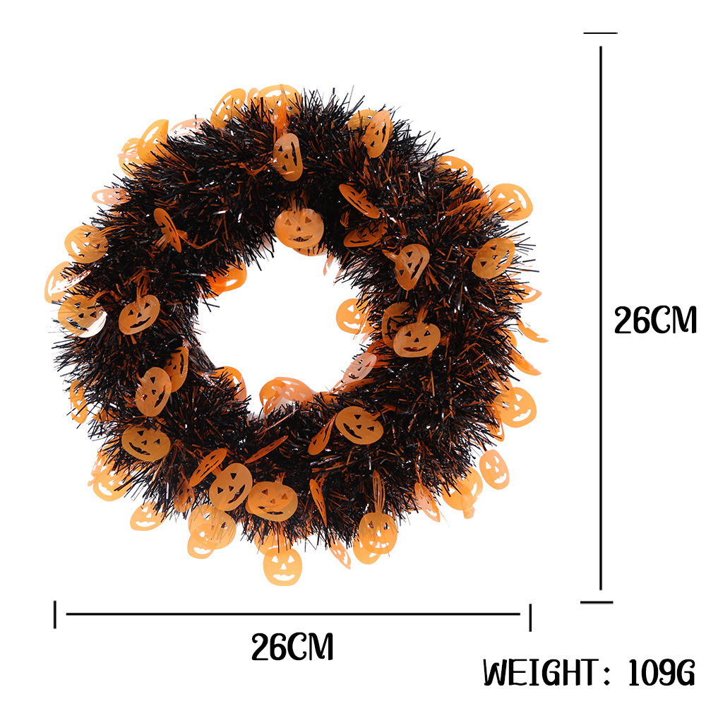 New Listing Halloween Easter Christmas Round Wreath Pumpkin Ghost Bat Accessory Tinsel wreath