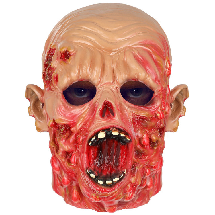 Halloween mask horror zombie latex head cover scary Prank mask bloodsucking bleeding props decoration