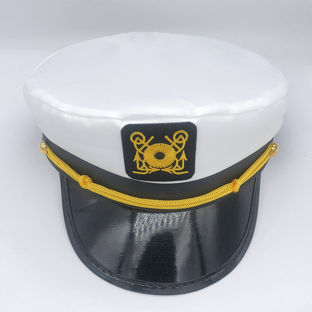 wholesale gold custom embroidery fashion captain sailor white hats yacht caps For Promotion Sailor captain hats