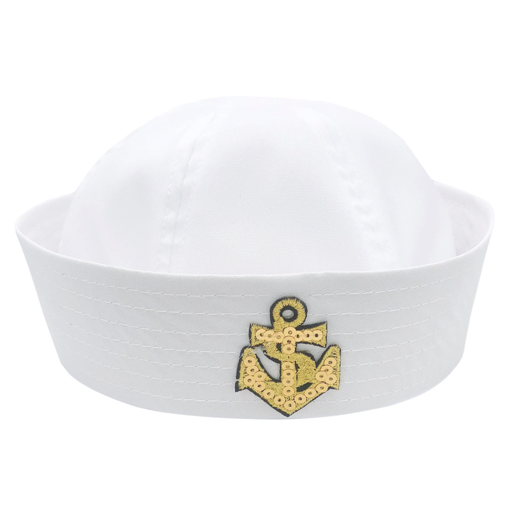 Factory wholesale Nautical Sailor Hat Custom Logo On Cap Halloween Party Solid Color Captain Dome 6 Panel Sailor Captain hats