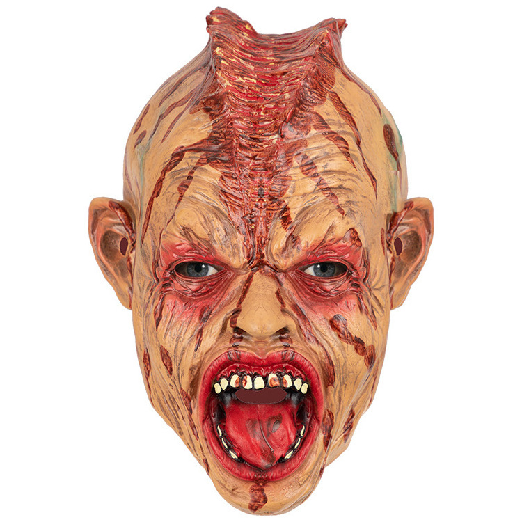 Halloween mask horror zombie latex head cover scary Prank mask bloodsucking bleeding props decoration