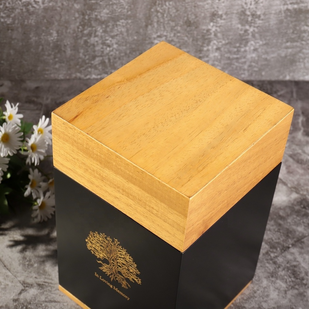 Heaven and Earth Memorial Lid in Memory of a Loved One Wooden Handmade  Customized Logo Simple Sustainable Pet Urns