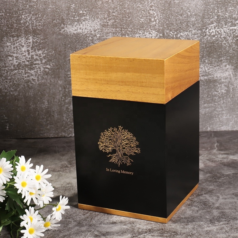 Heaven and Earth Memorial Lid in Memory of a Loved One Wooden Handmade  Customized Logo Simple Sustainable Pet Urns