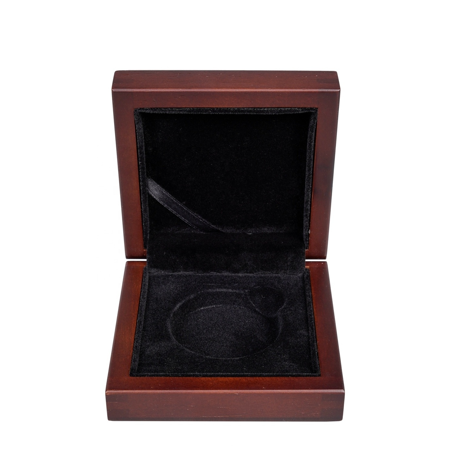 Luxury Single Coin Display Holder Custom Square Small Wood Coin Box