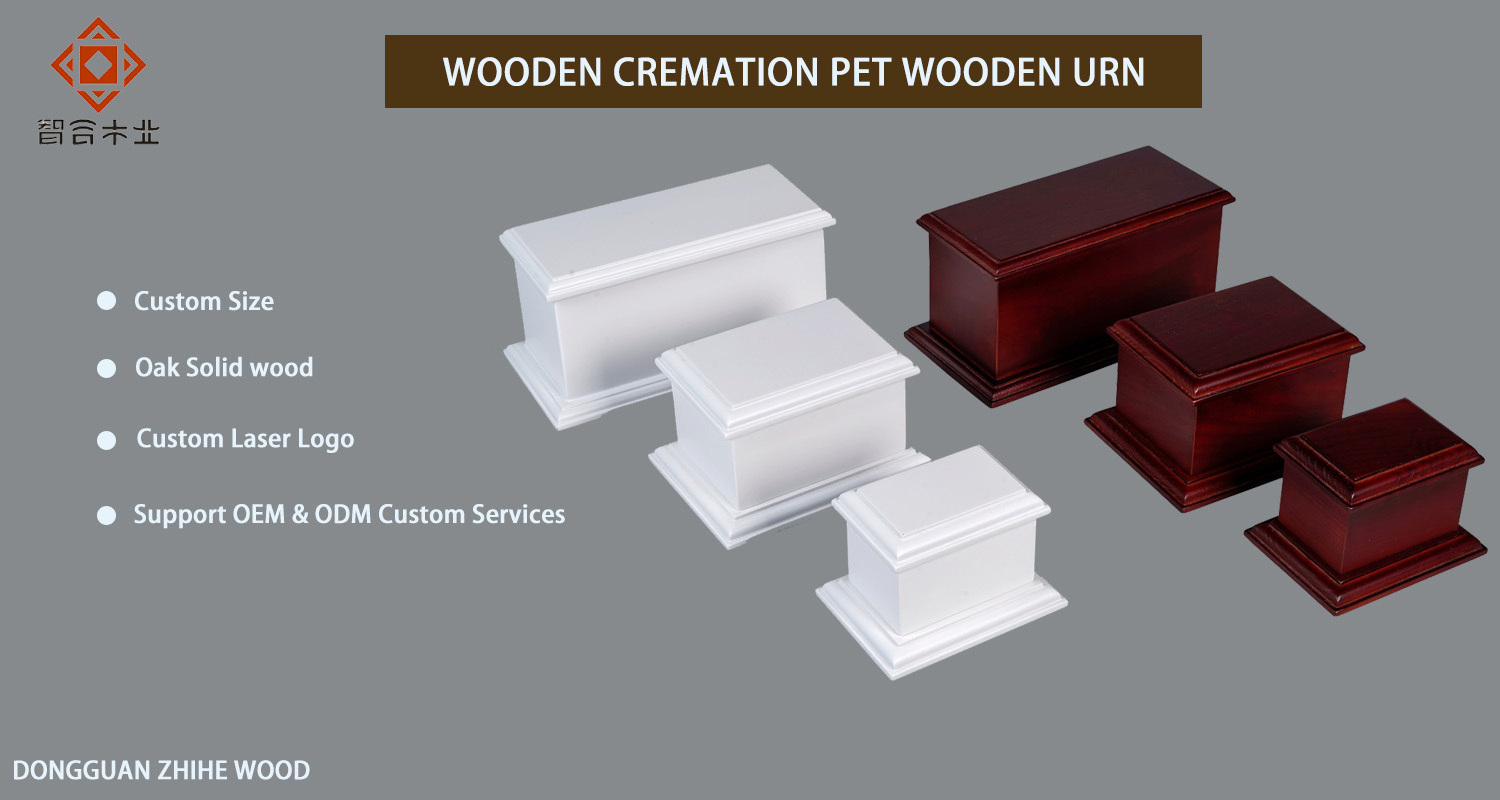 Stock High Quality Oak Solid Wood Funeral Urn Custom Pet Cremation Wooden Urns For Ashes