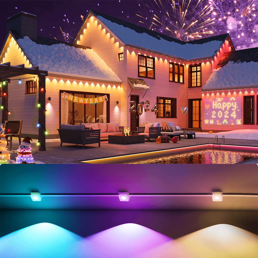 30*30mm Outdoor Aluminum Profile Permanent RGB gemstone Lighting Christmas LED Pixel Node with Program or Programmable Lighting