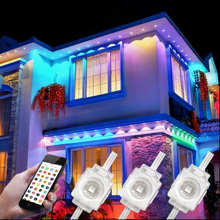 RGB IC WIFI waterproof color change permanent holiday string light aluminum house led point light