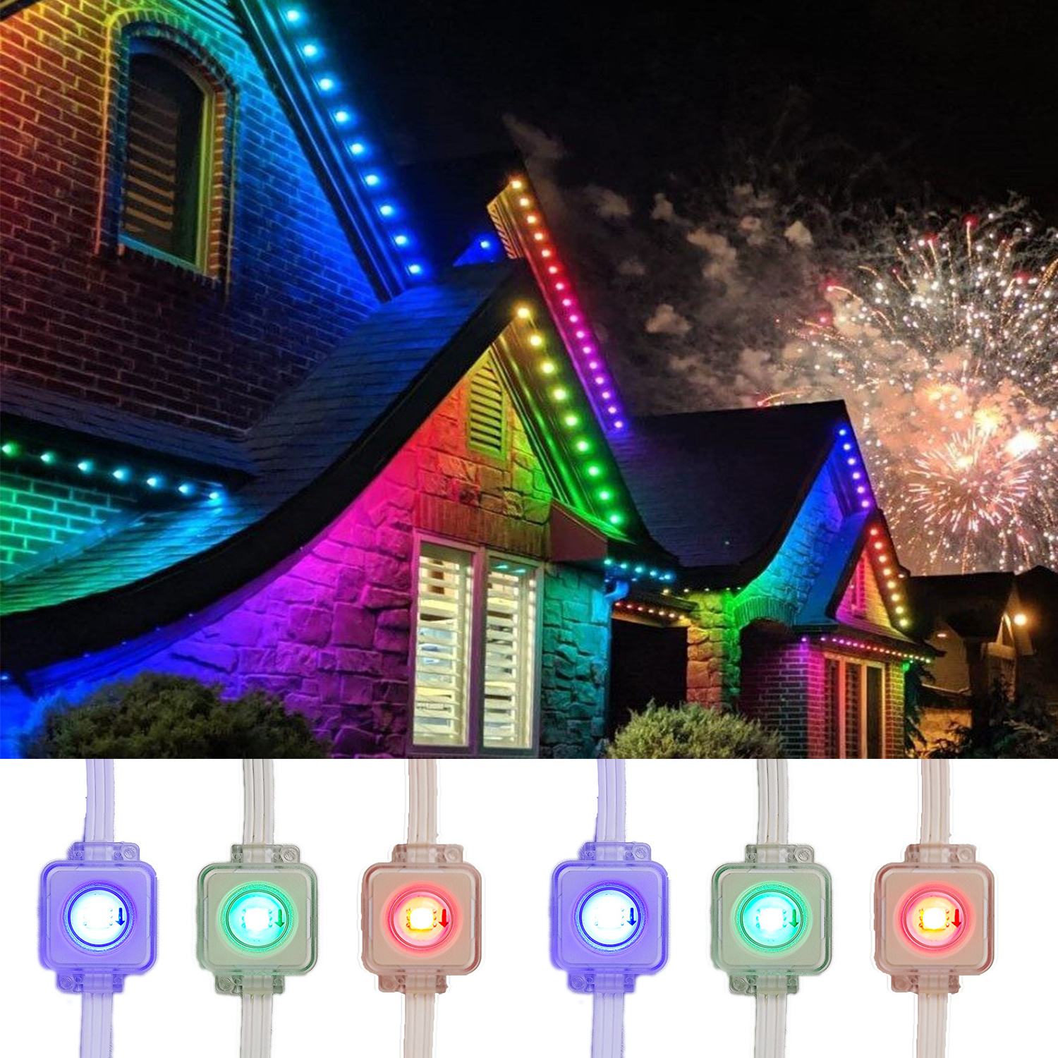 30*30mm Outdoor Aluminum Profile Permanent RGB gemstone Lighting Christmas LED Pixel Node with Program or Programmable Lighting