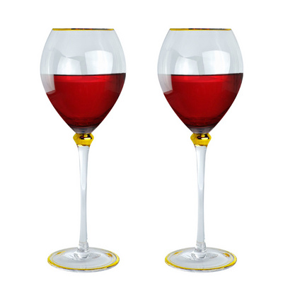 Gold Rim Pear Shaped Red Wine Glasses Clear Wine Glasses  Crystal For Wedding party Christmas Gift