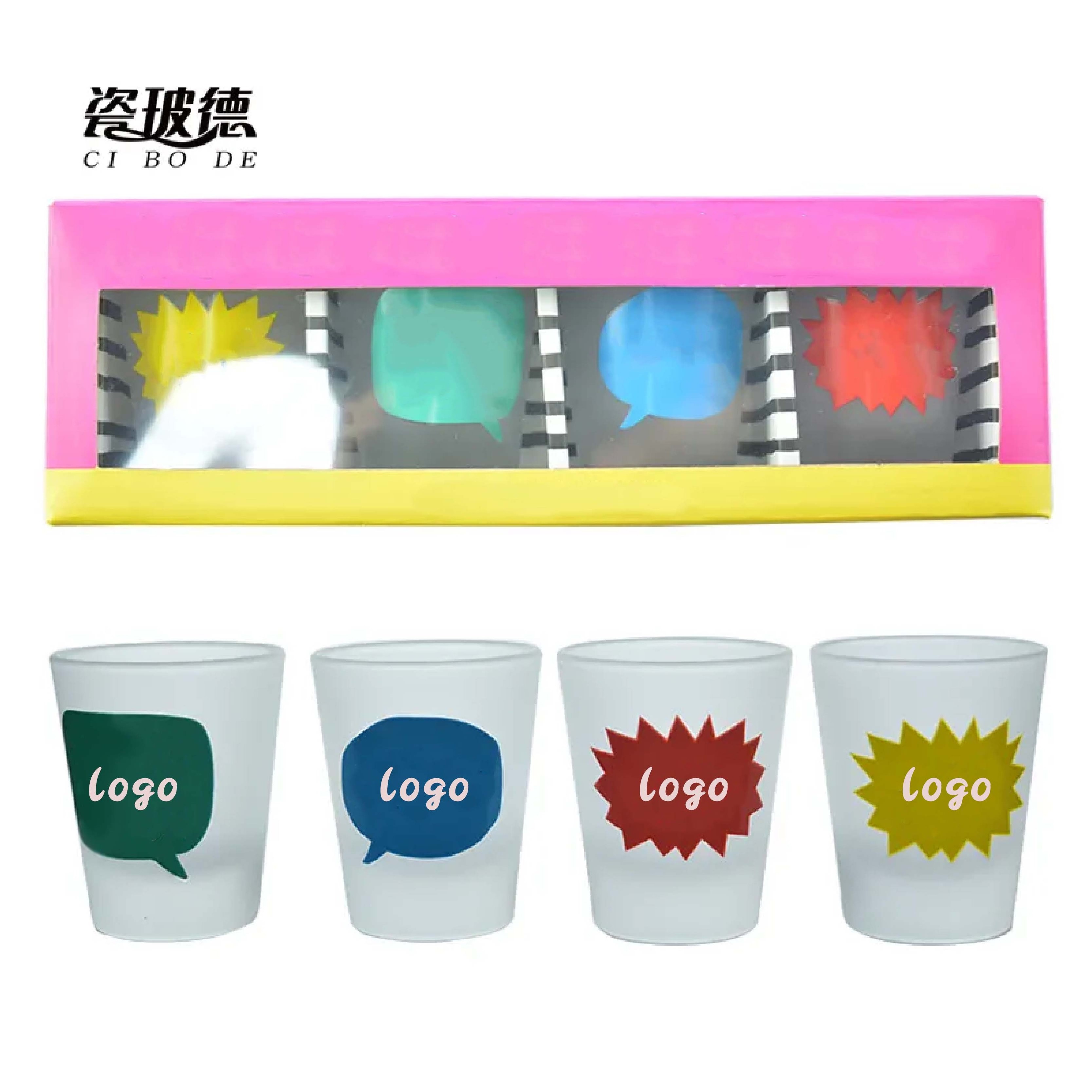 Customized shot glasses mexican Sublimation Frosted shot glass blank 2oz glasses print color funny shot glass gift boxes