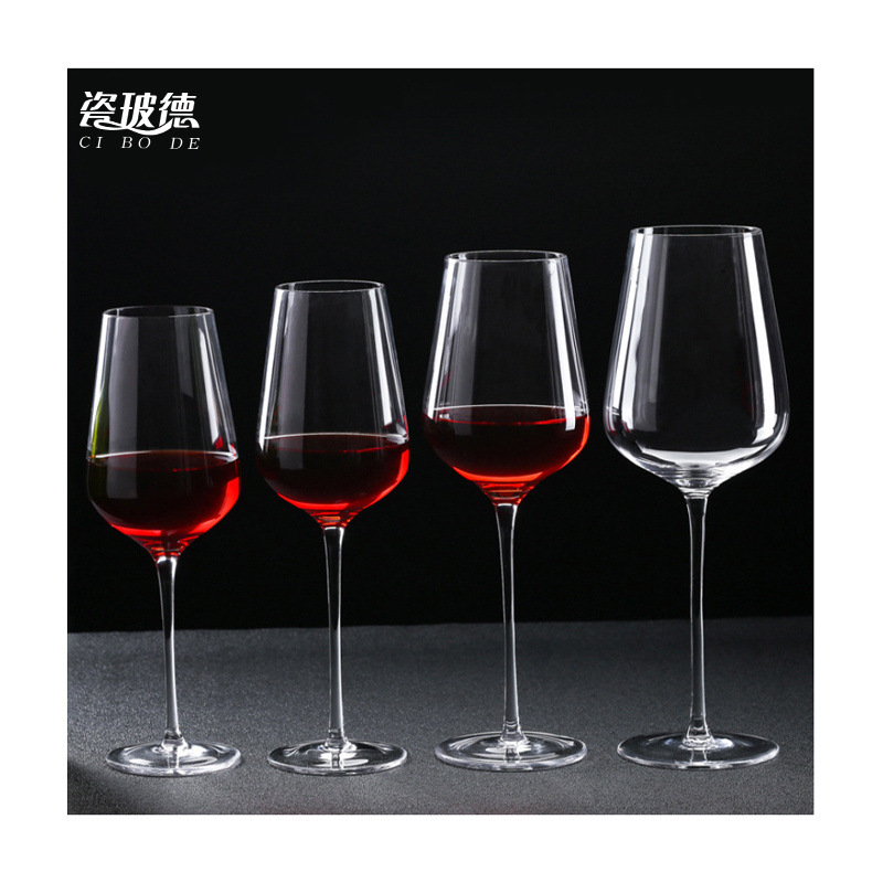 Customized logo personalized bottle long stem wine glasses flat goblet wine glass white set crystal Red wine glass cup