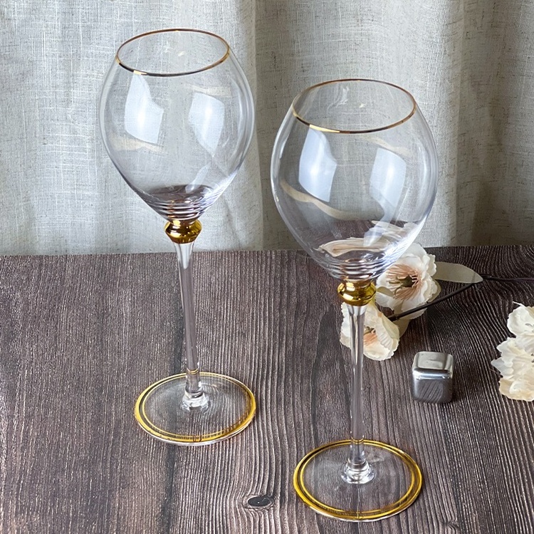 Gold Rim Pear Shaped Red Wine Glasses Clear Wine Glasses  Crystal For Wedding party Christmas Gift