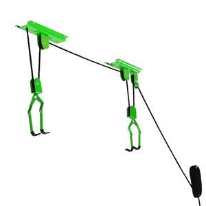 100lb Capacity Overhead Hois Pulley System Bike Hanger for Set 2 Bicycles or Ladders Secure Garage Ceiling Storage by Rad Cycle