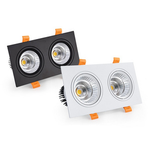 Wholesale 7W 12W 20W 30W Square Double Head Spotlight Recessed Ceiling Mount COB Lamp Led Grille Light