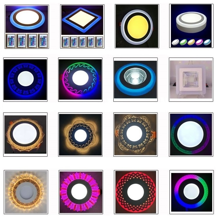 Modern Double Dual Multi Color CCT Indoor Bedroom Room Led Ceiling Light Surface Mounted Round Square RGB Panel Lights