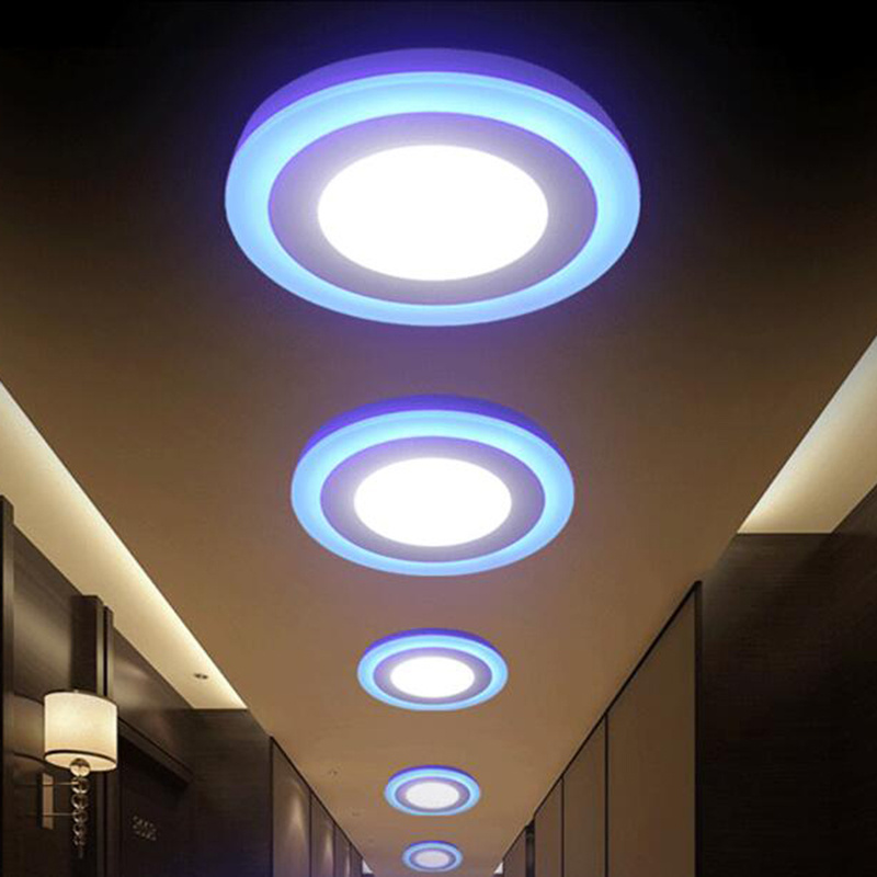 Modern Double Dual Multi Color CCT Indoor Bedroom Room Led Ceiling Light Surface Mounted Round Square RGB Panel Lights