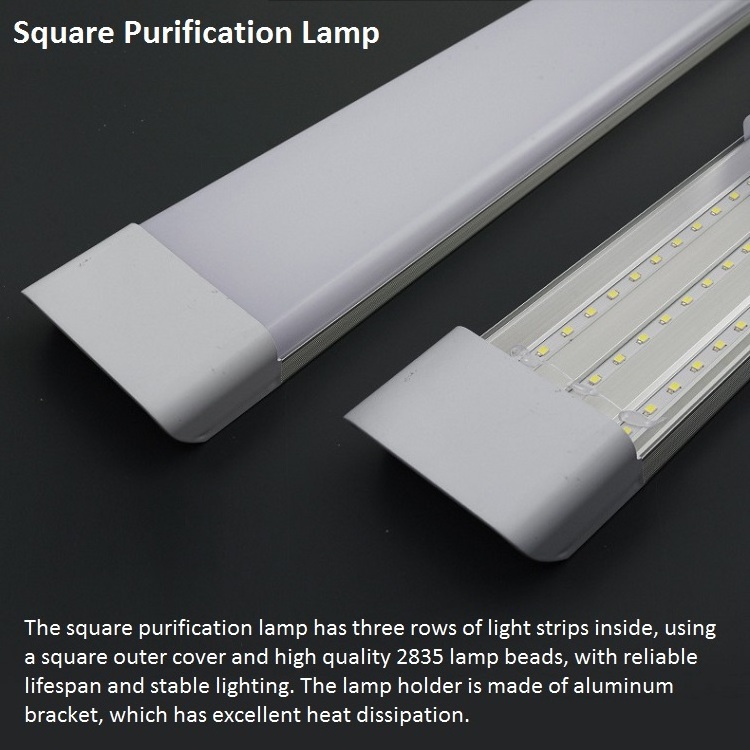 Custom Design Led Aluminum Ceiling Mounted Magnetic Lamp Plastic Cover Fluorescent Led Purification Tube Batten Light