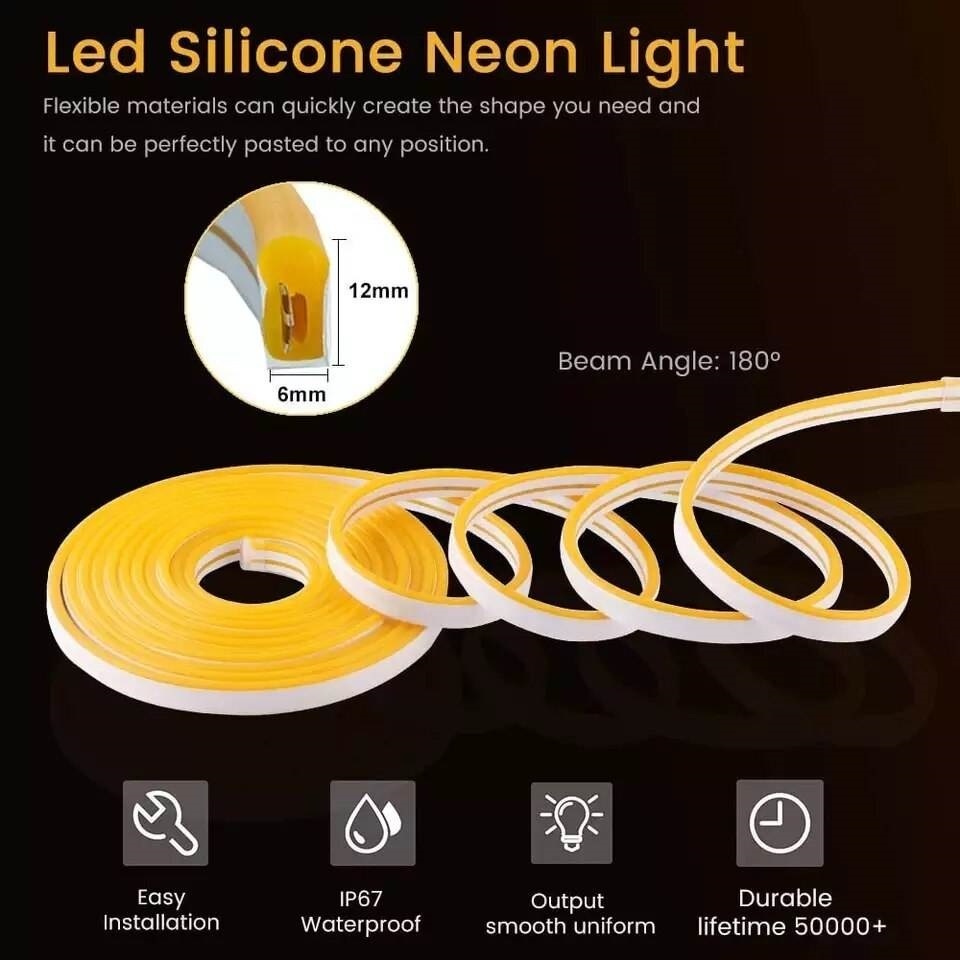 Wholesale Regular Flex Neon Lamp 5 Meters Roll Flexible Soft Strip Light 12V 24V Waterproof LED RGB Neon Rope Lights