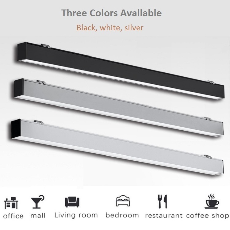 Seamless Connection 60W Aluminum Led Batten Hotel Office Suspended Lighting Linkable Led Linear Pendant Light