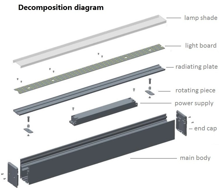 Aluminum Profile Linear Fixtures 4ft 40w Ceiling Suspended Dimmable Led Linear Pendant Light for Home Office School Lighting