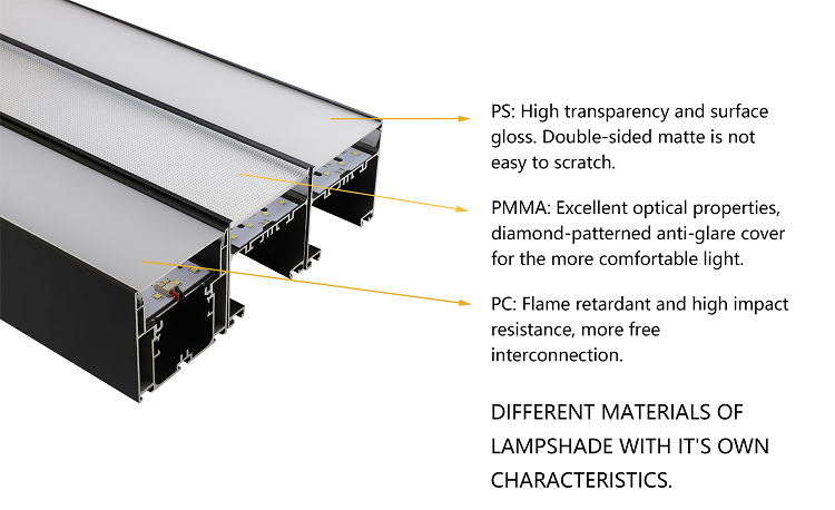 Aluminum Profile Linear Fixtures 4ft 40w Ceiling Suspended Dimmable Led Linear Pendant Light for Home Office School Lighting