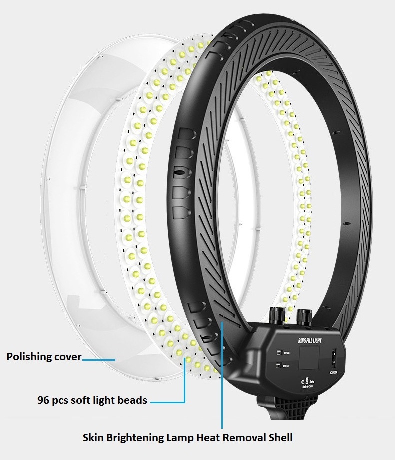 High Brightness 80W 22 Pouces Round Fill Lamp Wall Mount 22 Inch Beauty Makeup Selfie Led Ring Light for Phone Camera