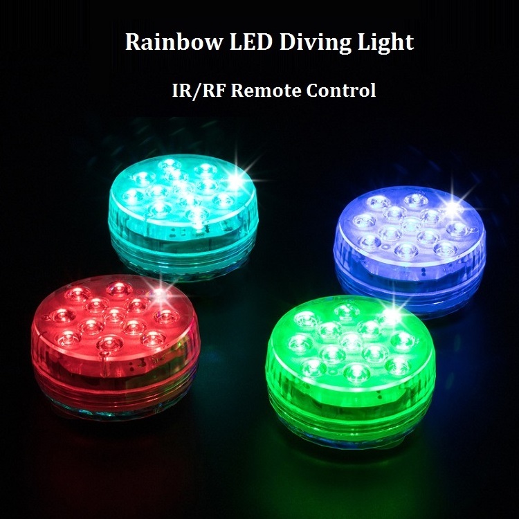 Battery Operated Submersible Led Light Waterproof IP68 RGB Diving Lamp Underwater Swimming Pool Light with Suction Cup