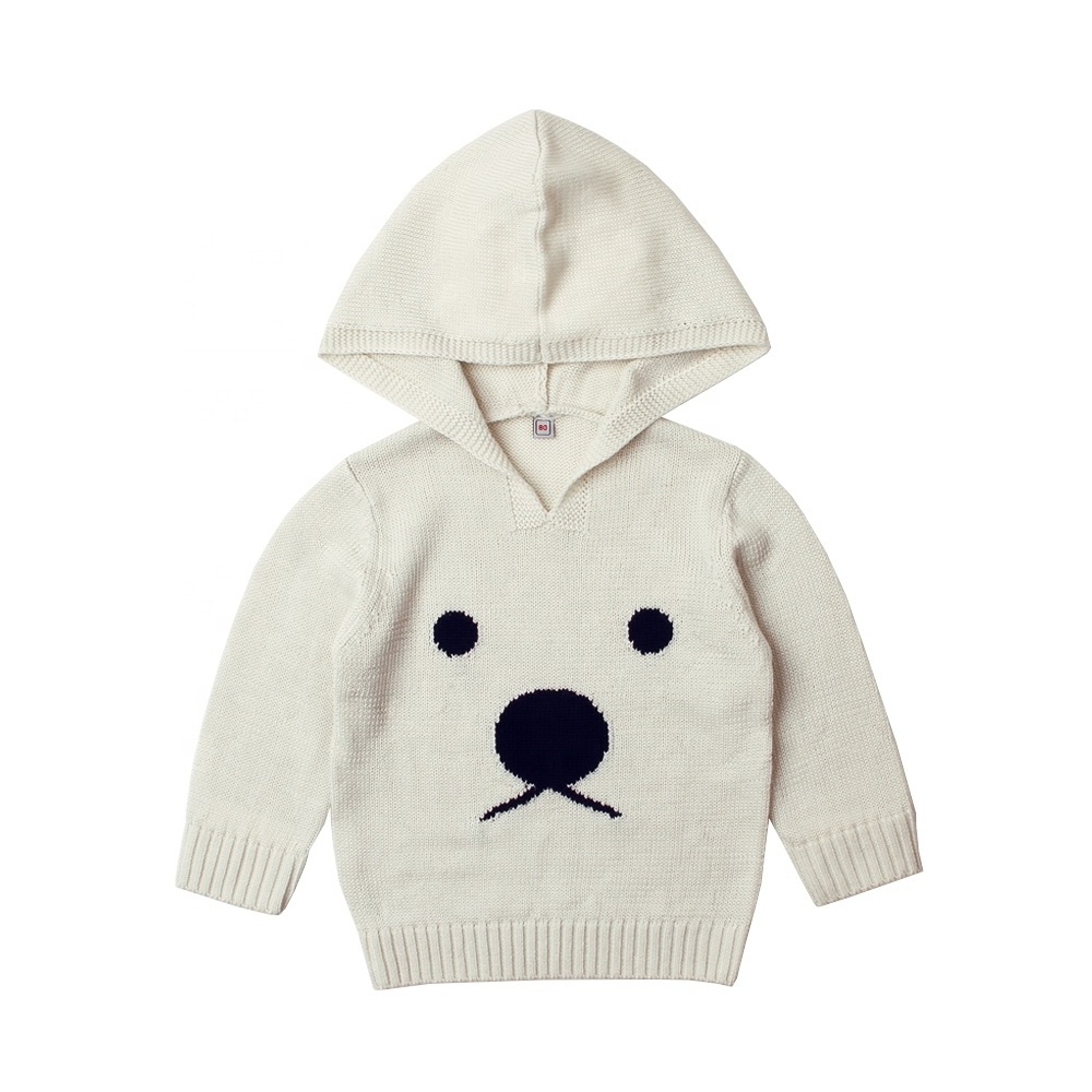 Eco friendly 0-24 months Toddlers Teddy Bear Pattern baby hooded sweater