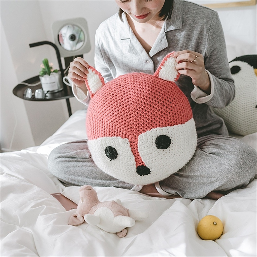 Cute Knit stuffed animal Fox Panda penguin koala Dog pillow