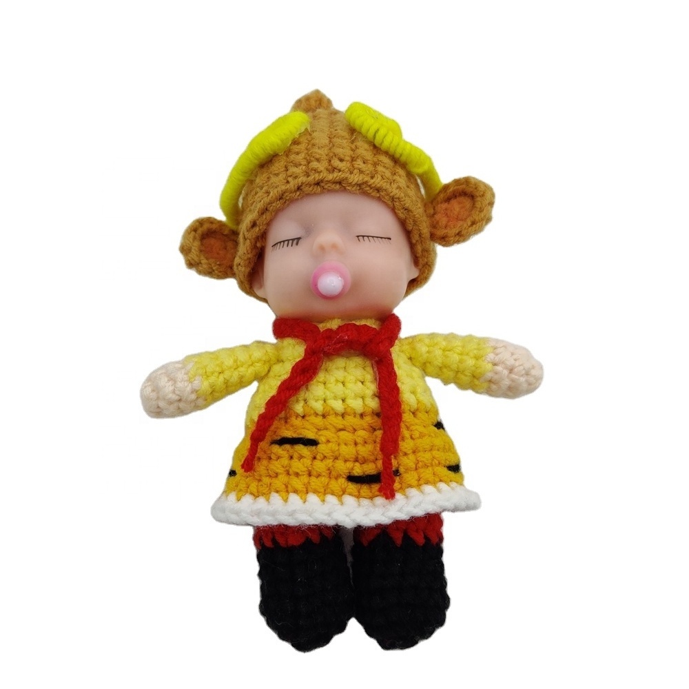 Customized Cute Cotton Handmade Soft Crochet Knit Stuffed Animal Sleeping Doll Toy for Kids