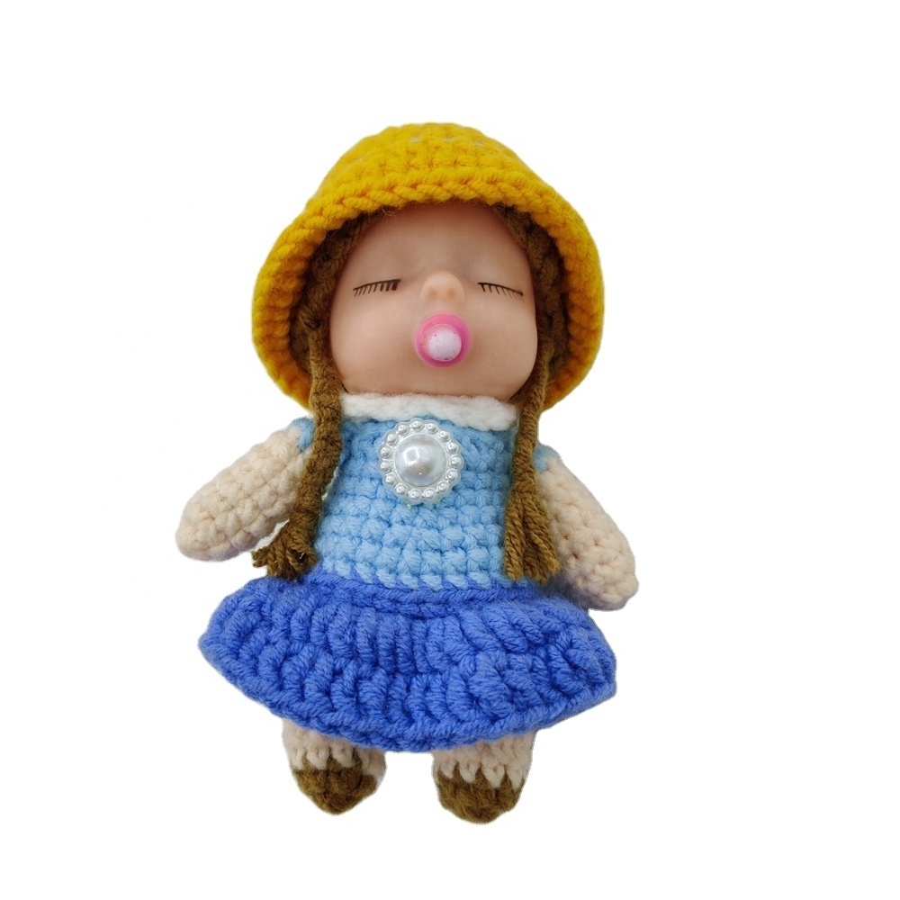 Customized Cute Cotton Handmade Soft Crochet Knit Stuffed Animal Sleeping Doll Toy for Kids