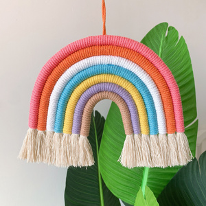 Handmade Boho Nursery Playroom Decor Colorful Macrame Tapestry Wall Hanging for Kids Room