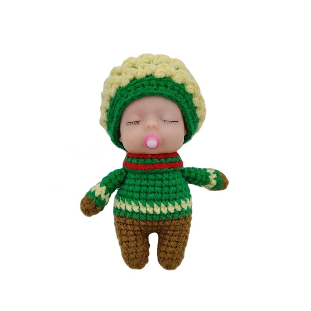 Customized Cute Cotton Handmade Soft Crochet Knit Stuffed Animal Sleeping Doll Toy for Kids