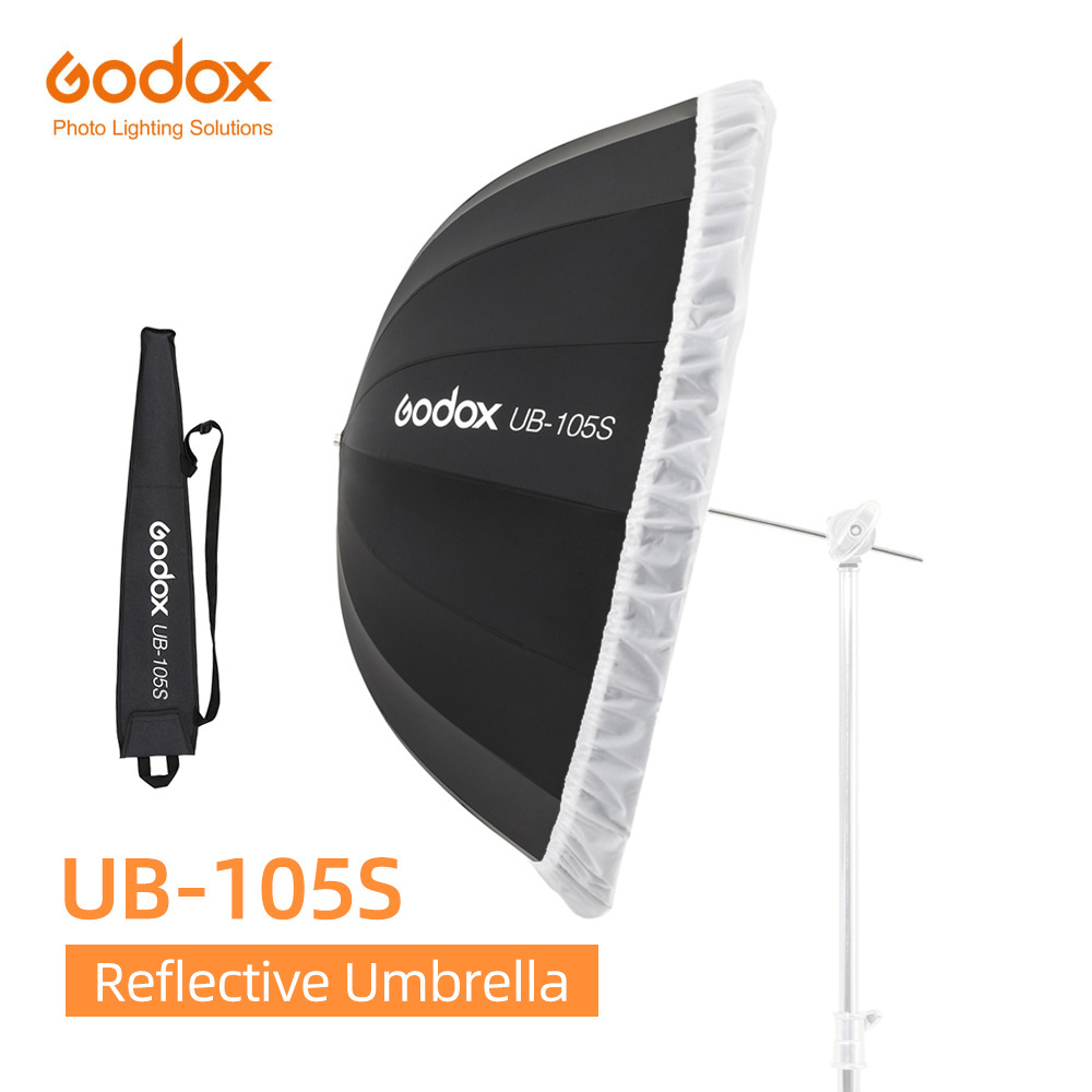 Godox UB-105S 41'' 105cm Parabolic Black Reflective Umbrella Studio Light Umbrella with Black Silver Diffuser Cover Cloth