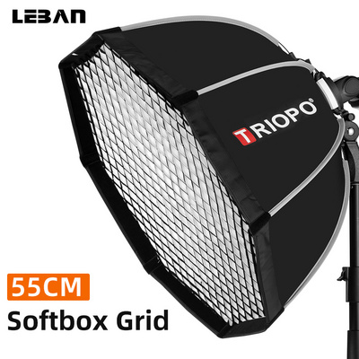 Triopo 55cm 65cm 90cm 120cm Speedlite Portable Octagon Umbrella Softbox + Honeycomb Grid Outdoor Flash Soft Box for Canon Godox