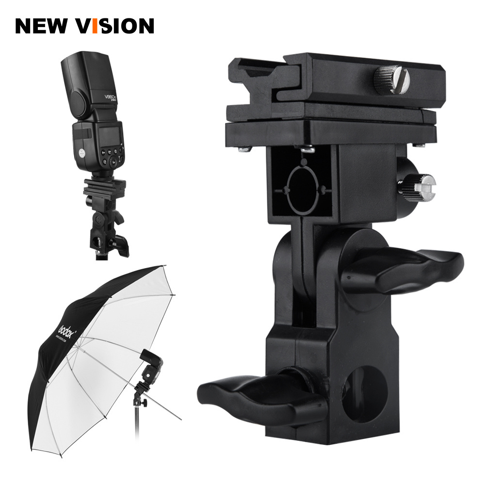 B Type Flash Hot Shoe Adapter Trigger Umbrella Holder Swivel Light Stand Bracket