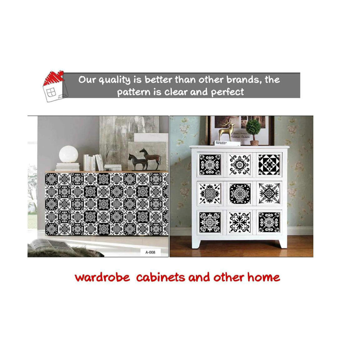 Black And White Tile Wall Bathroom And Kitchen Decorative Stickers