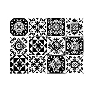 Black And White Tile Wall Bathroom And Kitchen Decorative Stickers