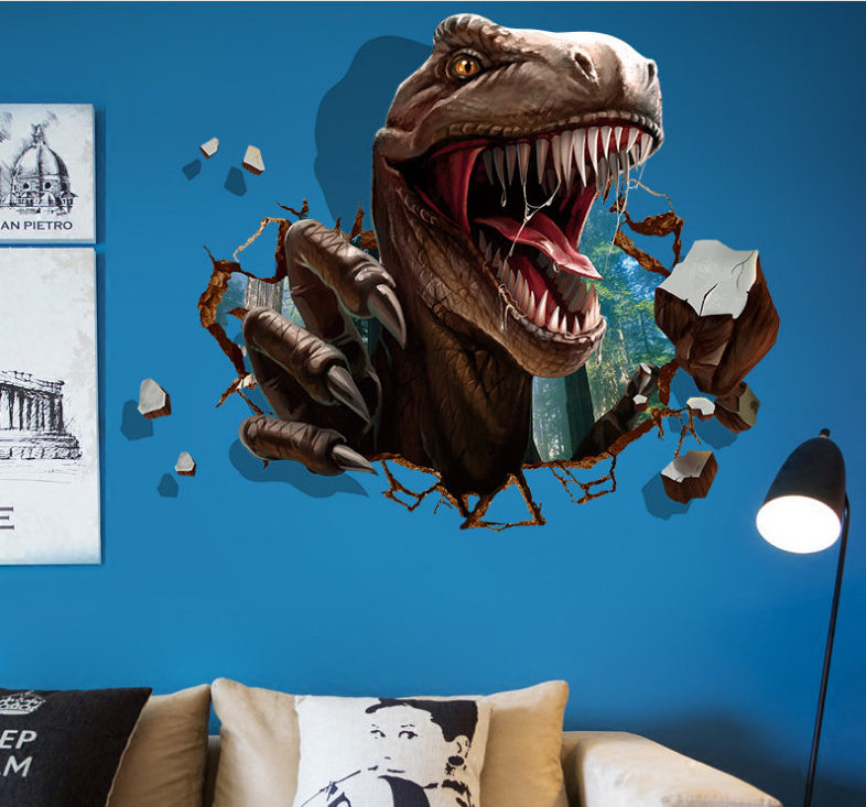 3D Bedroom Animal Wall Stickers of Dinosaur for Children Decor