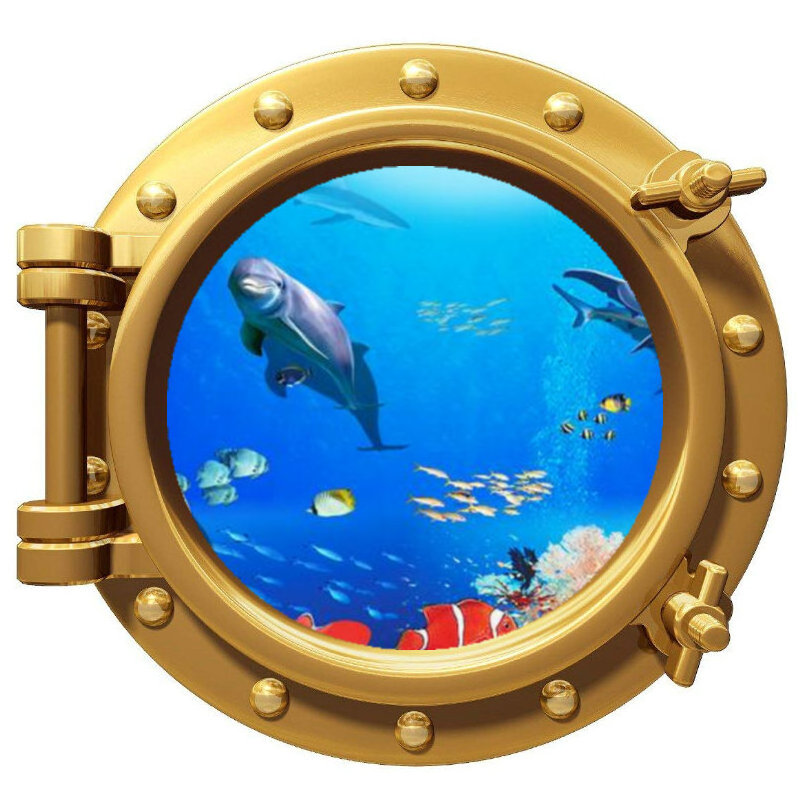 Kids room decoration customized removable 3D porthole stickers