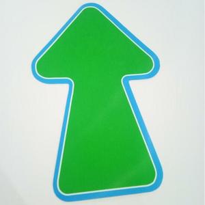 Non slip water proof removable social distance 8" round blue one way arrow floor decal