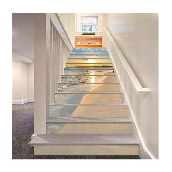 3D Sunrise Ocean Beach Self-Adhesive Stair Risers Stickers